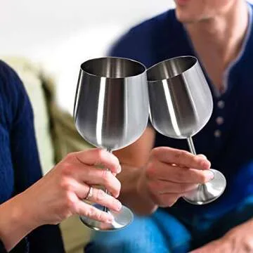 Royal Merchs Stainless Steel Wine Glass 2 pack - Matte Stainless Steel Wine Glasses - Silver Wine Glasses - Metal Wine Glass - Wine Glass Stainless Steel - Stainless Steel Wine Glass Duce