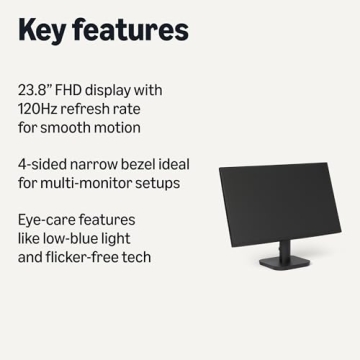 Amazon Basics 23.8-inch Computer Monitor 120 Hz, 1080P, HDMI, DP, VGA, VESA Compatible for Office,Ho...