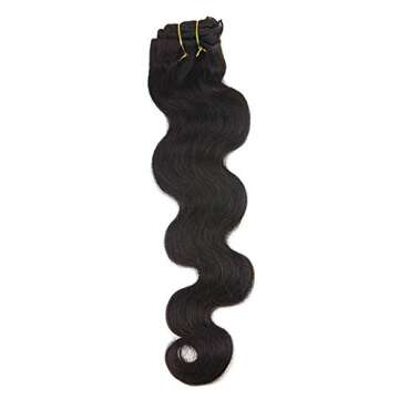 Body Wave Clip Hair 16 Inch Wavy Hair Extensions Clip in Remy Hair Extensions 7 Pieces Natural Black Clip Hair Extensions Human Hair for Black Women Natural Hair Clip Ins 100 Grams