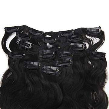 Body Wave Clip Hair 16 Inch Wavy Hair Extensions Clip in Remy Hair Extensions 7 Pieces Natural Black Clip Hair Extensions Human Hair for Black Women Natural Hair Clip Ins 100 Grams