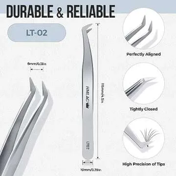 LASHVIEW Lash Tweezer, High Precision Stainless Steel Volume Eyelash Tweezers, Eyelash Extension Tweezers for Profissional Grafting lash Extension, LT02