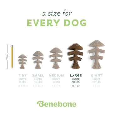 Benebone Fishbone Durable Dog Chew Toy for Aggressive Chewers, Real Fish, Made in USA, Large