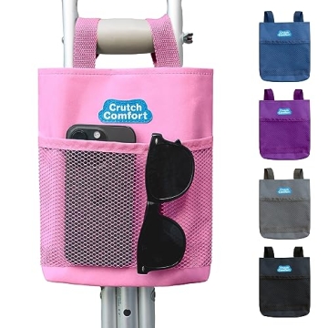 Large Universal 2-Pocket Crutch Bag - Practical & Stylish Pink Tote