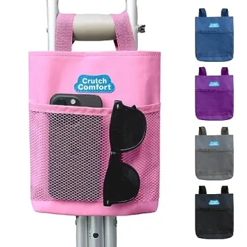 Large Universal 2-Pocket Crutch Bag - Practical & Stylish Pink Tote
