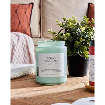 M&SENSE Candle Ocean Breeze Scented, 19.4oz 110 Hour Long Lasting Candle, 2 Wick Pineapple & Mango Scented Natural Soy Candles for Home Scented, Stress Relief Candle Gifts for Women/Men