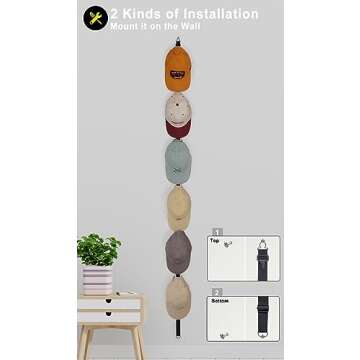 ETOWIFA Hat Organizer Rack for Baseball Caps Storage