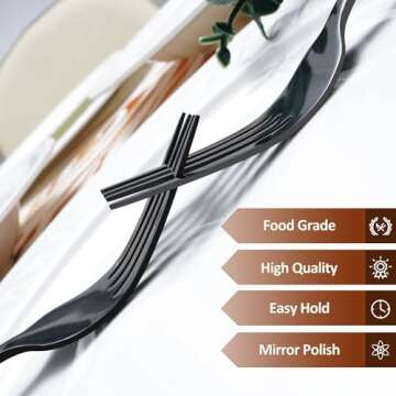 Black Silverware Set for 6, 36 Piece Flatware Set, Supercook Silverware Set Stainless Steel, Satin Finish Black Cutlery, inchlude Steak Knife, Dinner Knife, Fork and Spoon, Dishwasher Safe, Square