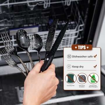 Black Silverware Set for 6, 36 Piece Flatware Set, Supercook Silverware Set Stainless Steel, Satin Finish Black Cutlery, inchlude Steak Knife, Dinner Knife, Fork and Spoon, Dishwasher Safe, Square