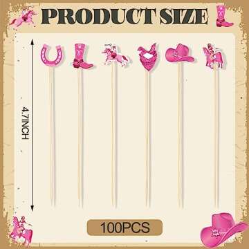 Didaey 100 Pcs Cowboy Cocktail Picks Cowgirl Toothpicks for Appetizers Bamboo Cocktail Skewers Wild ...