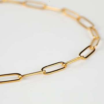 YOUBEIYEE 16.4 Feet Gold Stainless Steel Paperclip Chains for Jewelry Making Necklaces Bracelet Anklet Oval Soldered Link Chain Bulk with Jump Rings Lobster Clasps 14mm×4.5mm