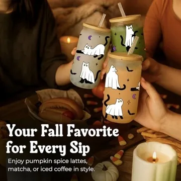 Halloween Ghost Cat Cups - Cute Seasonal Drinkware