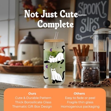 Halloween Ghost Cat Cups - Cute Seasonal Drinkware