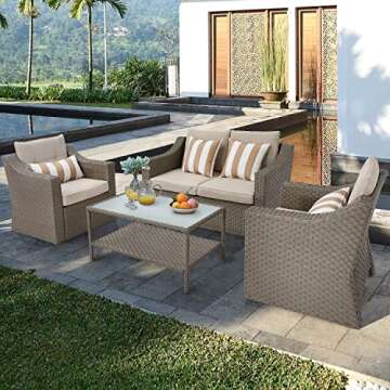 Stylish SOLAURA Patio Furniture 4-Piece Outdoor Sofa Set