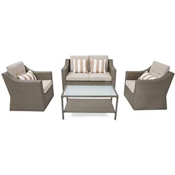 SOLAURA Outdoor Wicker 4-Piece Sofa Set - All Weather