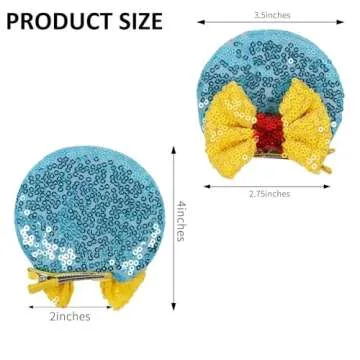 Tobeffect Mouse Ears Hair Bows Clips Glitter Mice Ears Pack Cute Hair Bow Hair Accessories for Women...