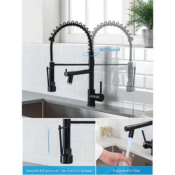 AIMADI Matte Black Kitchen Faucet With Sprayer