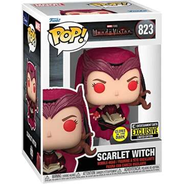 POP Marvel: WandaVision - The Scarlet Witch Glow-in-The-Dark Exclusive Funko Vinyl Figure (Bundled with Compatible Box Protector Case), Multicolored, 3.75 inches