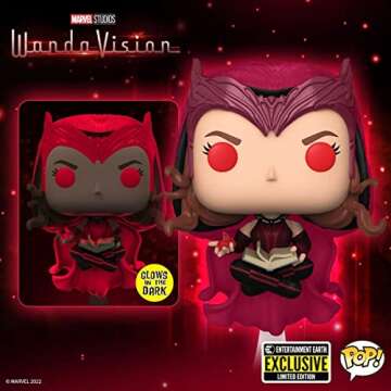 POP Marvel: WandaVision - The Scarlet Witch Glow-in-The-Dark Exclusive Funko Vinyl Figure (Bundled with Compatible Box Protector Case), Multicolored, 3.75 inches