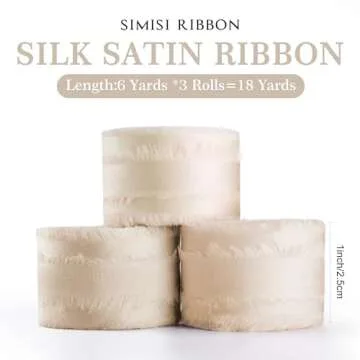 Ivory 1 Inch 18 Yards Silk Satin Ribbon Handmade for Weddings, Crafts, and Gift Wrapping