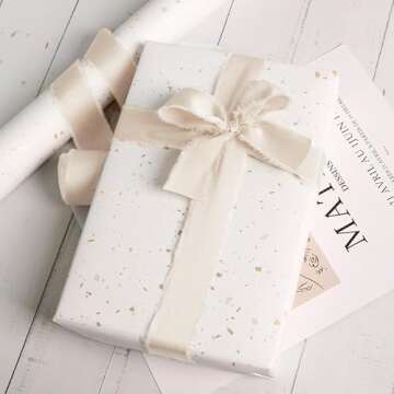 Ivory 1 Inch 18 Yards Silk Satin Ribbon Handmade Frayed Ribbons for Gift Wrapping, Crafts, Baby Shower, Wedding Invitations, Flower Bouquet, Holiday Decor