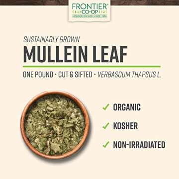 Frontier Co-op Organic Mullein Leaf - 1lb Bulk Bag for Tea and Extracts