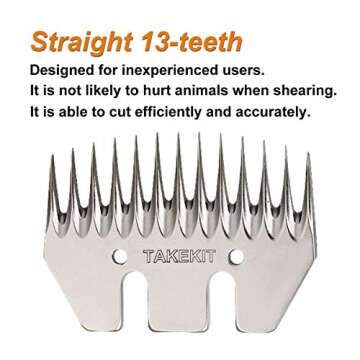 TAKEKIT Sheep Shears Wool Clippers Universal Replacement Blades, Stainless Steel Straight 13-Teeth