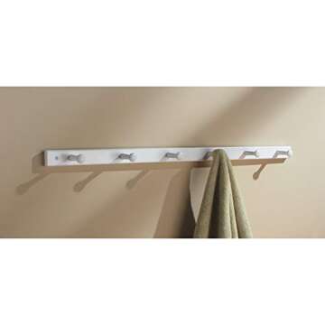 iDesign Wooden Wall Mount 6-Peg Coat Rack for Hanging Jackets, Leashes, Purses, Hats, Scarves, Bags in Mudroom, Kitchen, Office, 32.5" x 1.5" x 0.75", White