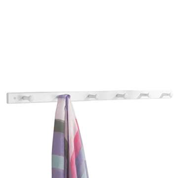 iDesign Wooden Wall Mount 6-Peg Coat Rack for Hanging Jackets, Leashes, Purses, Hats, Scarves, Bags in Mudroom, Kitchen, Office, 32.5" x 1.5" x 0.75", White