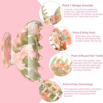 WILLBOND 6 Pieces Medium Hair Claw Clips for Thin Hair 2.6 Inch Tortoise Shell Clip Banana Jaw Hairpin French Style Barrettes Head Accessories for Women Girls(Elegant Patterns)