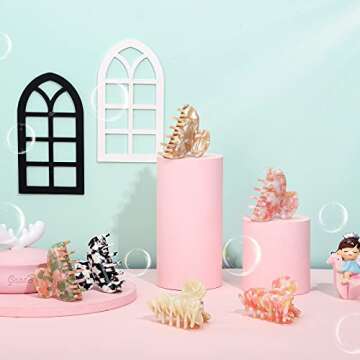 WILLBOND 6 Pieces Medium Hair Claw Clips for Thin Hair 2.6 Inch Tortoise Shell Clip Banana Jaw Hairpin French Style Barrettes Head Accessories for Women Girls(Elegant Patterns)