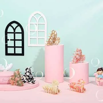 WILLBOND 6 Pieces Medium Hair Claw Clips for Thin Hair 2.6 Inch Tortoise Shell Clip Banana Jaw Hairpin French Style Barrettes Head Accessories for Women Girls(Elegant Patterns)