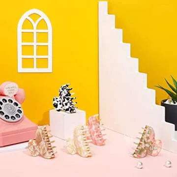 WILLBOND 6 Pieces Medium Hair Claw Clips for Thin Hair 2.6 Inch Tortoise Shell Clip Banana Jaw Hairpin French Style Barrettes Head Accessories for Women Girls(Elegant Patterns)