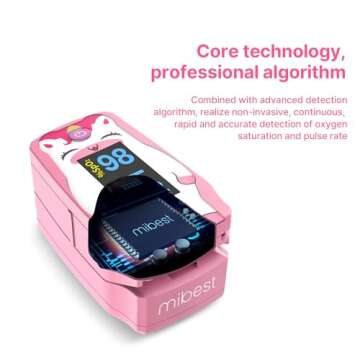 Mibest OLED Unicorn Pediatric Pulse Oximeter Fingertip – SP02 Pulse Oximeter for Kids – Children Pulse Oximeter with Color LCD Screen - Child O2 Saturation Monitor (Not for Infant or Newborn)