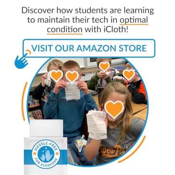 iCloth Screen Cleaning Wipes for easy and fast shine on smartphones, tablets and computers - 120 individually wrapped wipes