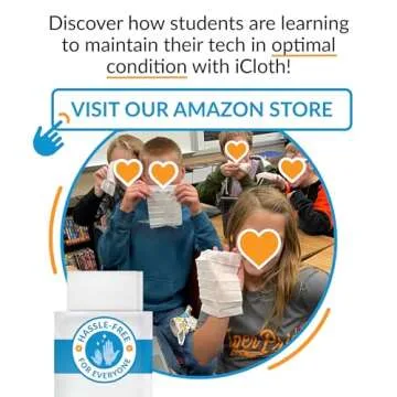 iCloth Screen Cleaning Wipes for easy and fast shine on smartphones, tablets and computers - 120 individually wrapped wipes