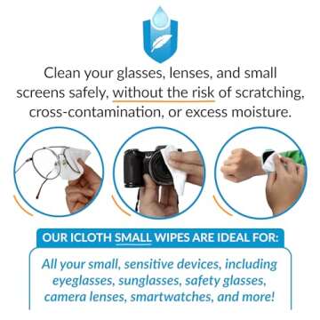 iCloth Screen Cleaning Wipes for easy and fast shine on smartphones, tablets and computers - 120 individually wrapped wipes