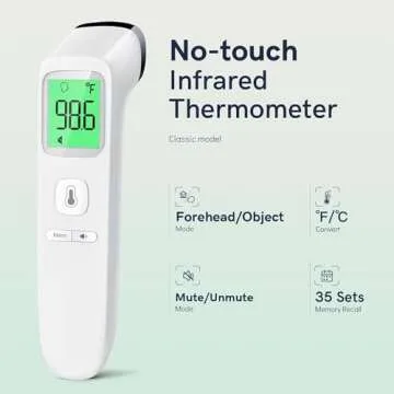 No-Touch Thermometer for Adults and Kids, Fast Accurate Digital Thermometer with Fever Alarm & Silen...