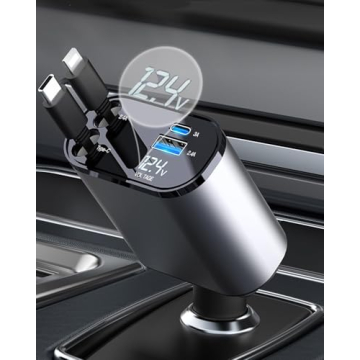 Retractable Car Charger - Fast & Convenient 4 in 1 USB C Charger
