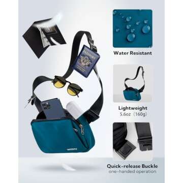 WATERFLY Crossbody Belt Fanny Pack for Hiking & Running