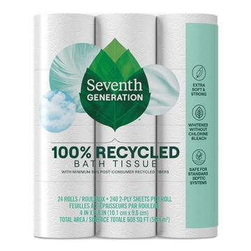 Seventh Generation Toilet Paper 2-ply - Eco-friendly, Chlorine-free, 48 Rolls