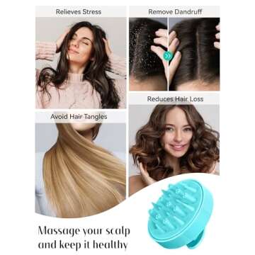 HEETA Hair Scalp Massager Brush, Updated Hair Shampoo Brush, Wet & Dry Scalp Exfoliator with Soft Silicone Bristles, Head Massager Washing Hair Care Tool for Women Men Kid for All Hair Types (Green)