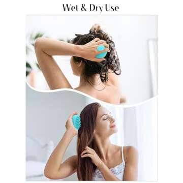 HEETA Hair Scalp Massager Brush, Updated Hair Shampoo Brush, Wet & Dry Scalp Exfoliator with Soft Silicone Bristles, Head Massager Washing Hair Care Tool for Women Men Kid for All Hair Types (Green)