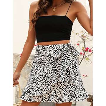 Naggoo Women's Skirts Wrap Trendy Floral Printed High Waisted Skirt White Medium