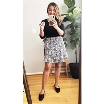 Naggoo Women's Skirts Wrap Trendy Floral Printed High Waisted Skirt White Medium