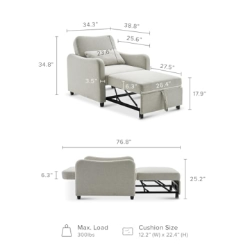 Mopio Sophie 4-in-1 Convertible Sleeper Chair Bed