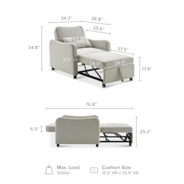 Mopio Sophie 4-in-1 Convertible Sleeper Chair Bed