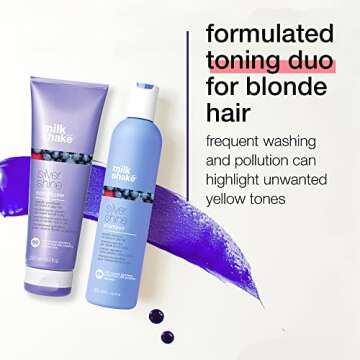 milk_shake Silver Shine Purple Shampoo 10.1 Fl Oz + Silver Shine Purple Conditioner 8.4 Fl Oz - Blon...