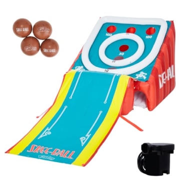 Skee-Ball Game for Kids and Adults, Giant Inflatable Game, 11 Feet Long, Includes 4 Balls and Electr...