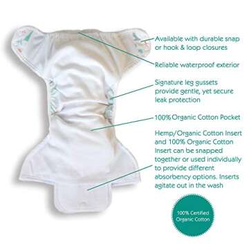Thirsties Natural One Size Pocket Reusable Cloth Diaper, Snap Closure, Fig