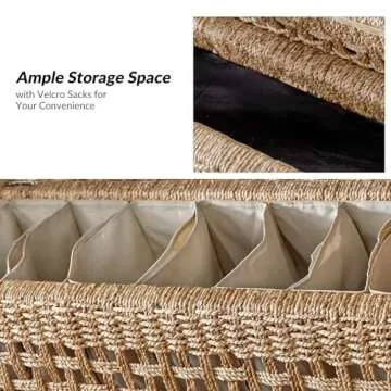 HULALA HOME Rattan Storage Bench, Upholstered End of Bed Ottoman Bench with Upholstered Arm & Solid Wood Legs, Linen Bench with Storage for Foot Rest in Bedroom, Living Room, Entryway, Natural